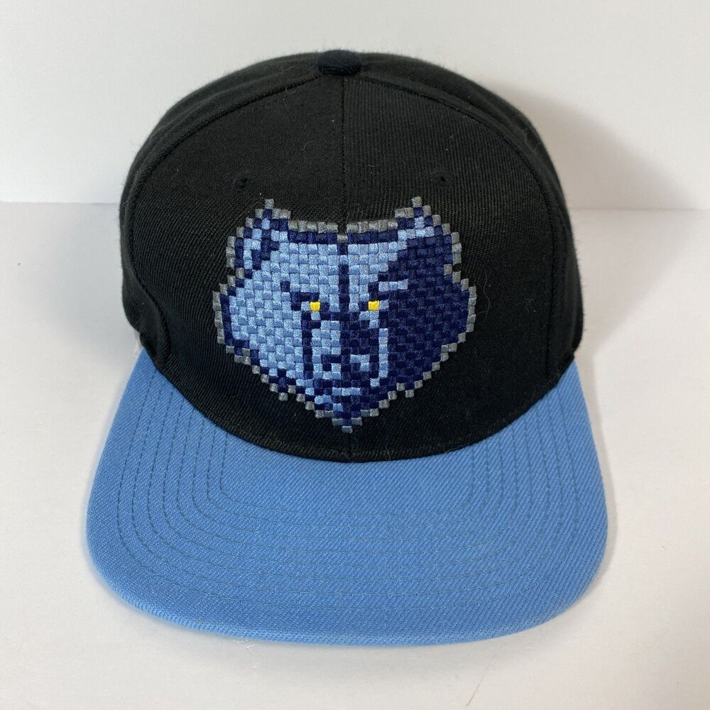 Mitchell & Ness Memphis Grizzlies Pixel Logo Snapback Hat Black Blue NBA